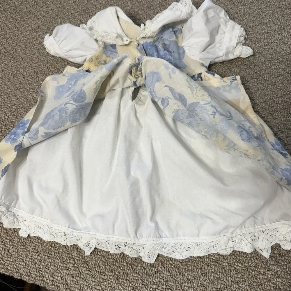 Vintage 80s Jo‎ Lene Baby Toddler Ruffle Collar Floral Dress 2T Made USA *spot